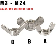 Wing Butterfly Nuts M3 M4 M5 M6 M8 M10 M12 M14 M16 M18 M20 M24 Stainless Steel