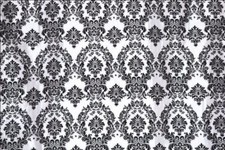 20 Yards Black White Flocking Damask Taffeta Velvet Fabric 58" Flocked Decor