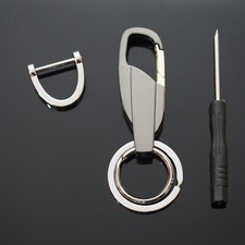 Gun Gray Keychain Inlay Clip On Bag Belt Men Women Ring Key Fob Buckle Holder