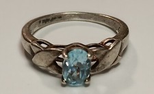 Vintage Sterling Silver Aquamarine Ring Size 8