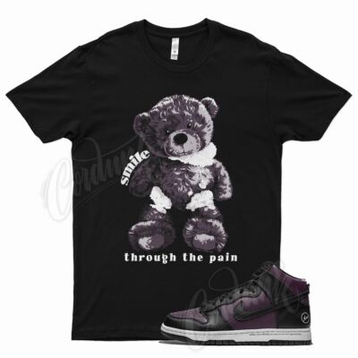 Black SMILE T Shirt for Fragment x N Dunk High Beijing Wine Purple