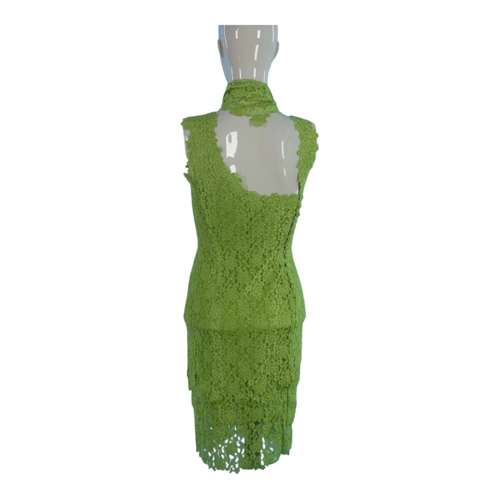 ALEXANDER MCQUEEN Abito Ruti Danan Couture verde scollo asimmetrico pezzo unico abbinato copertina S
