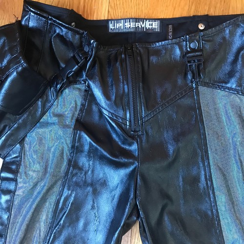 Vintage Lip Service Oil Spill Cyber Goth Punk Industrial Y2K Vinyl Pants S - Picture 4 of 19