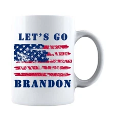 USA Flag Let's Go Brandon Novelty Cup Ceramic Coffee Mug - Funny Sarcastic Mug 