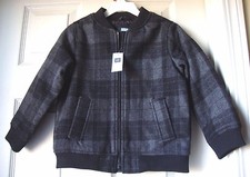 New Gap Kids Wool Bomber Jacket Black Plaid Variety Sizes