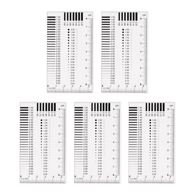 5pcs Transparency SEC Size Estimation Chart 8x5.5cm Covered Diameter Line