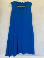 Size 14 T TAHARI Cobalt Blue Stretch Sheath Sleeveless Knee Asym Lined Dress