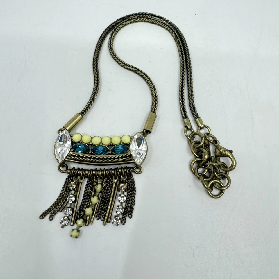 SILPADA K and R Collar con Flecos de Neón Bronce Cristal de Swarovski Azul Aqua/Crema Foto 4 de 4