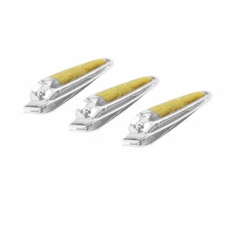 3 Pcs Slanted Tip Silver Tone Beauty Tool Metal Nail Clipper w Earwax Romover
