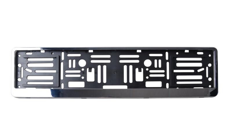 European Style License Plate Frame - Black & Silver German Look Holder For Front/Rear
