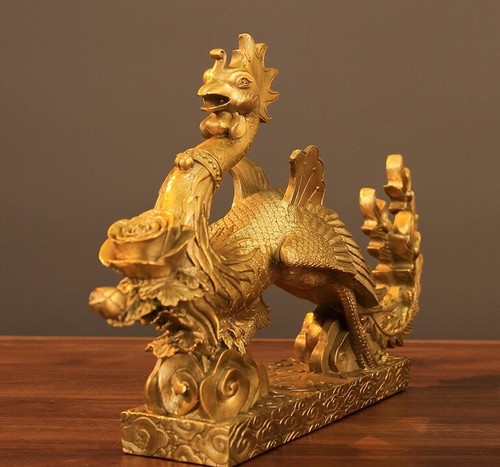 Chinese Feng Shui Brass Phoenix StatueSculpture Mascot Home Decor - Picture 3 of 7
