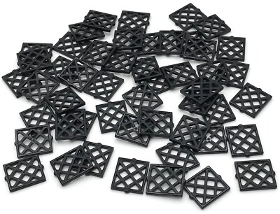 Lego 50 New Black Pane for Window 1 x 2 x 2 Lattice Diamond Town City Pieces