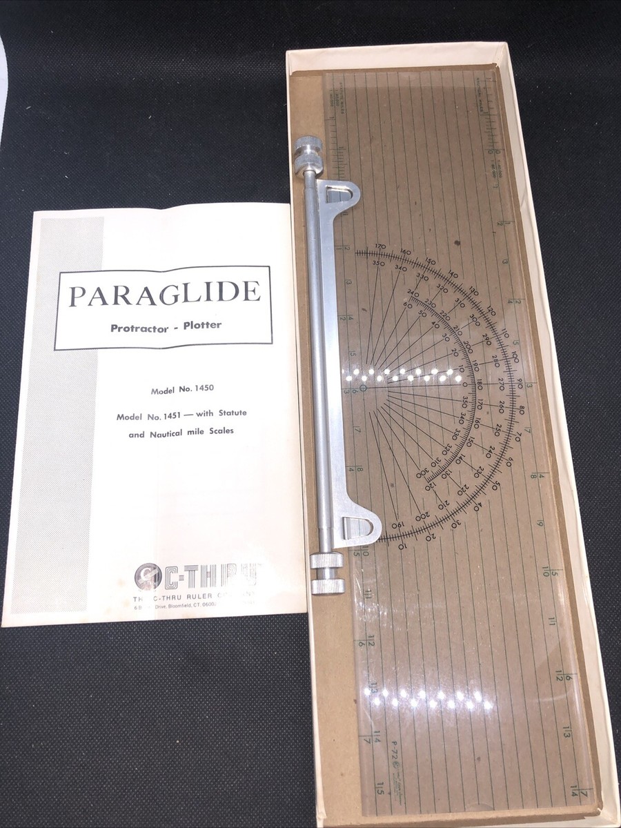看板力 Vintage C-Thru P-72 Paraglide Protractor Plotter Nautical Ruler