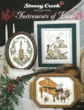 Instruments of Love Cross Stitch Violin & Roses Drums Cello Flute Tuba Piano NEW