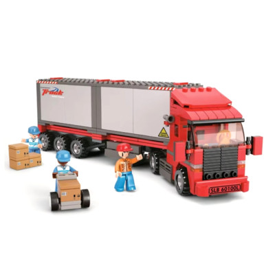 Sluban Container LKW + Ladung + Figuren Bausteine 345 Teile *NEU*