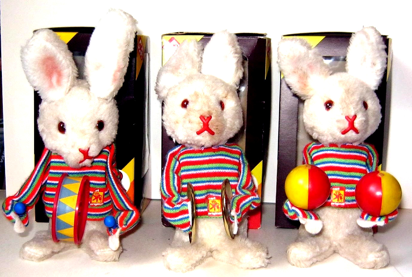Automate Carl trio de lapins musiciens boîte à musique souvenir d'enfance