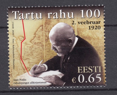 ESTONIA 2020 Tartu Peace Treaty Map MNH(**) Mi 977