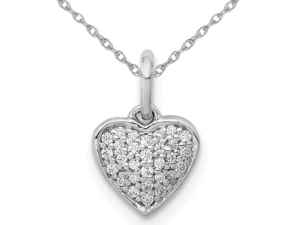 1 10 Carat ctw Diamond Cluster Heart Pendant 10K White Gold with