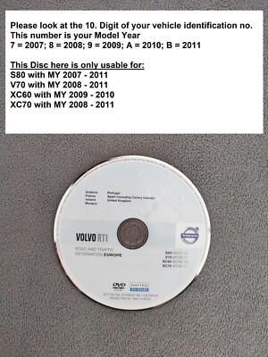 DVD Navigation VOLVO RTI FRANCE ESPAÑA PORTUGAL UK 2011  S80 V70 XC60 XC70
