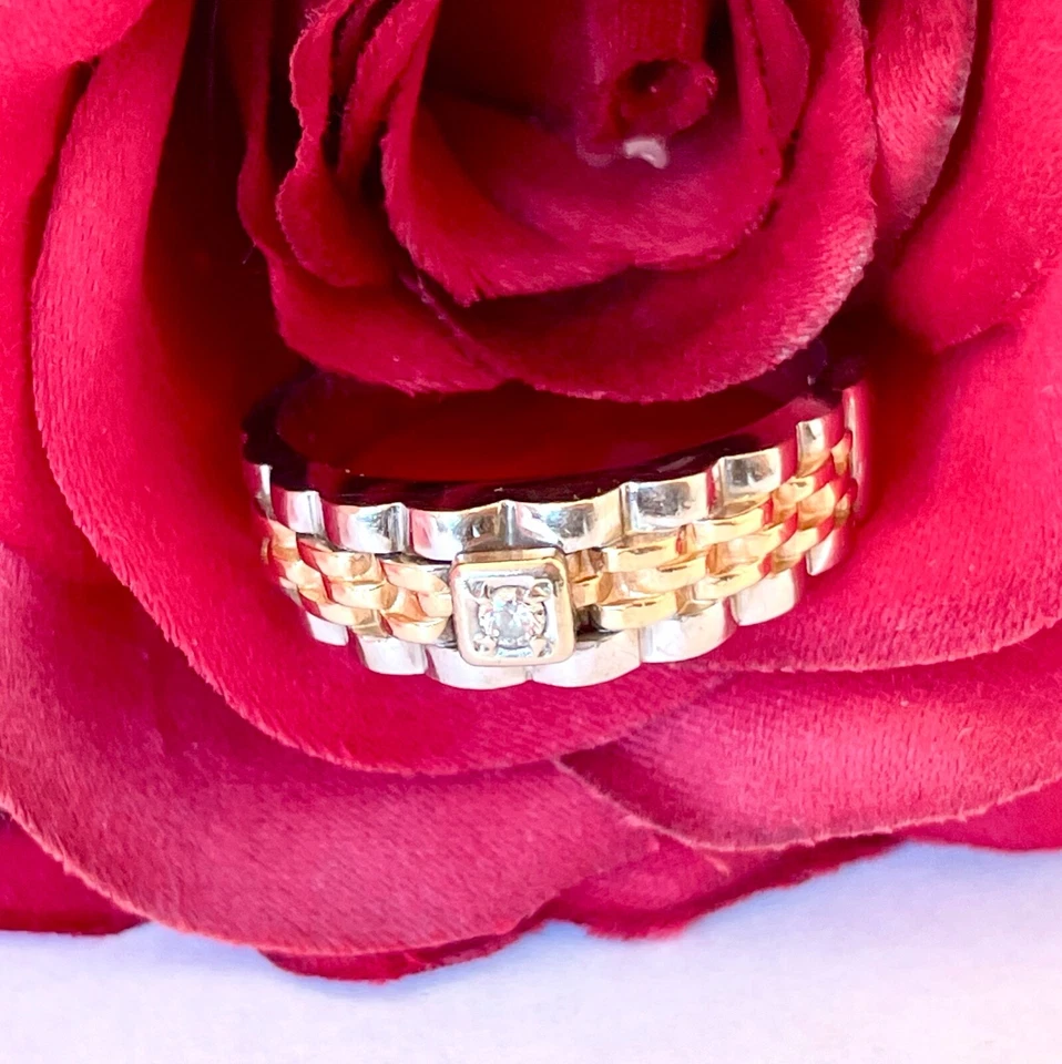 KRONE RING mit BRILLANT 585 /14 KARAT GOLD BICOLOR 