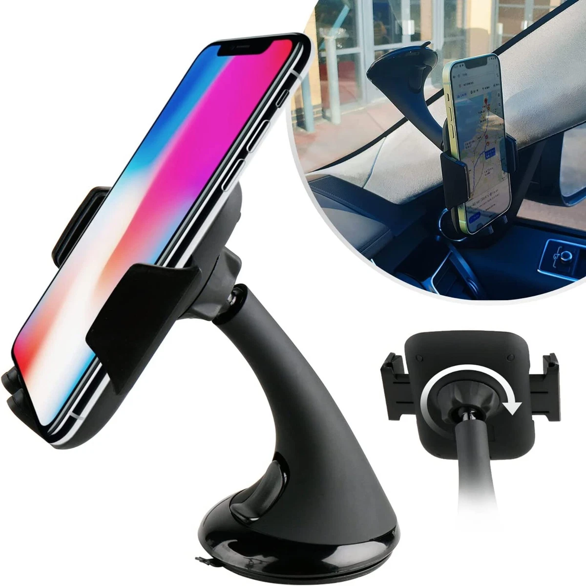 360 In Car Windscreen Phone Holder Suction Mount for IPhone 14 13