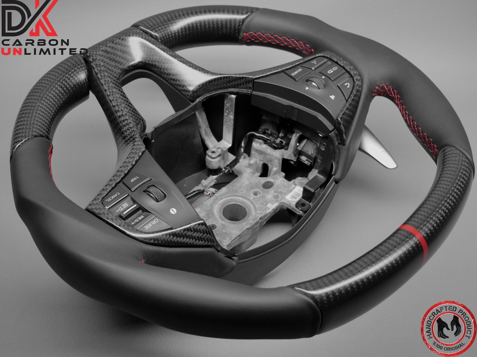 Acura NSX 2nd Gen NC1 2016 2022 Red Ring Napa Satin Matte Carbon Steering Wheel