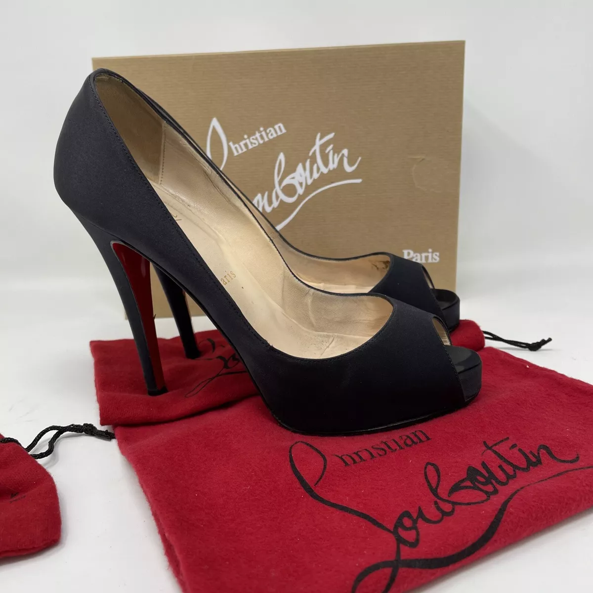 Christian Louboutin Open Toe High Heel Sandals in Black