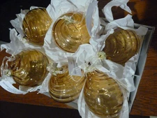 Set of 6 Frontgate Glass bauble teardrop Ornaments bronze brulee NWT in box