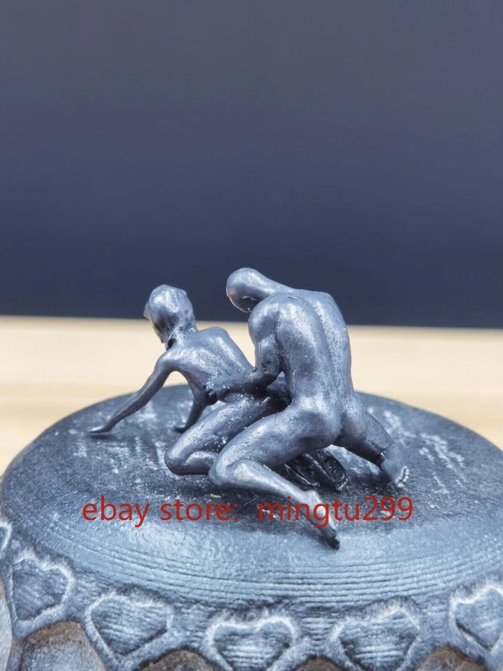 Estatua amuleto de amor pene tallada a mano de cobre bronce negro macizo Foto 3 de 4