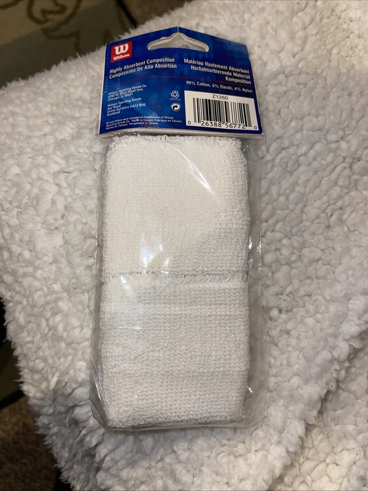 NWT Wilson Pack Of 2 White With Red Micro-Dry Wristbands Vintage - Image 2 of 2