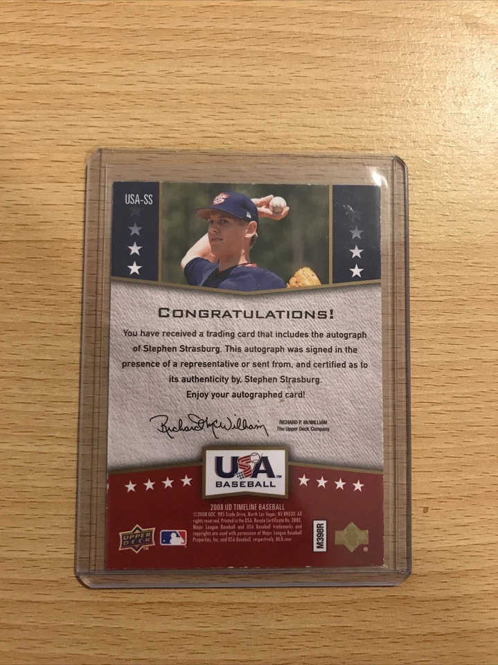 Stephen Strasburg 2008 Upper Deck Timeline USA Baseball RC Auto Nationals - Image 2 of 2