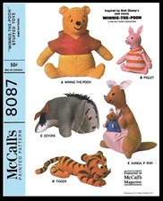 McCall's # 8087 Pattern Pooh Piglet Tigger Eeyore Kanga Roo Stuffed Animal Toy 