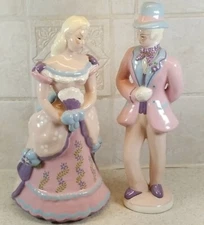 Vtg Kay Finch Ceramics California Hand Painted Courting Couple Pair of Figurines