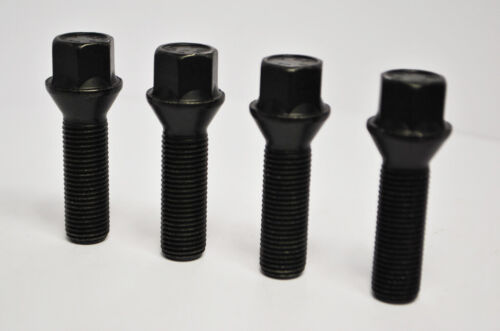 4 X M14 X 1.5, Filettatura Da 40mm, Bulloni Per Ruote Conici (Neri)