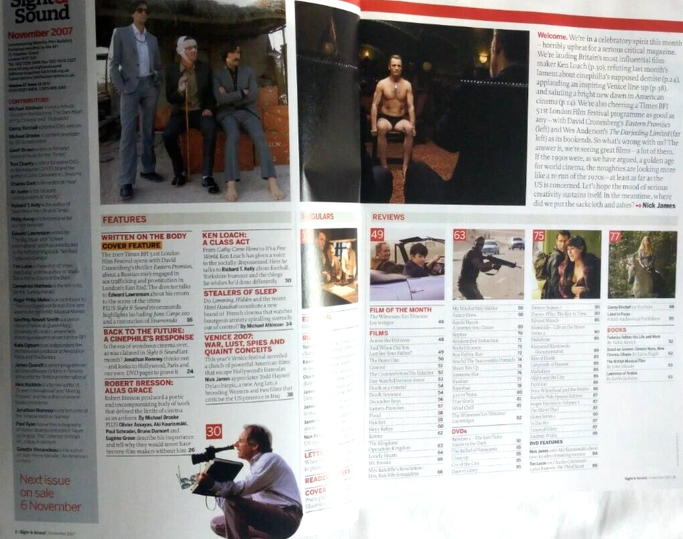 SIGHT AND SOUND MAGAZINE: NOVEMBER 2007 (DAVID CRONENBERG) - Image 2 of 2