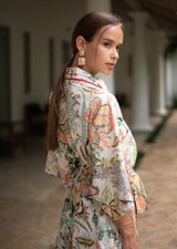 Indian Cotton White Butterfly Kimono Night Gown Night Robe Bridal Gown Kimono US