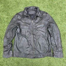 Bomber Kiabi Casual Uomo Nero Pelle Taglia Large Uk L