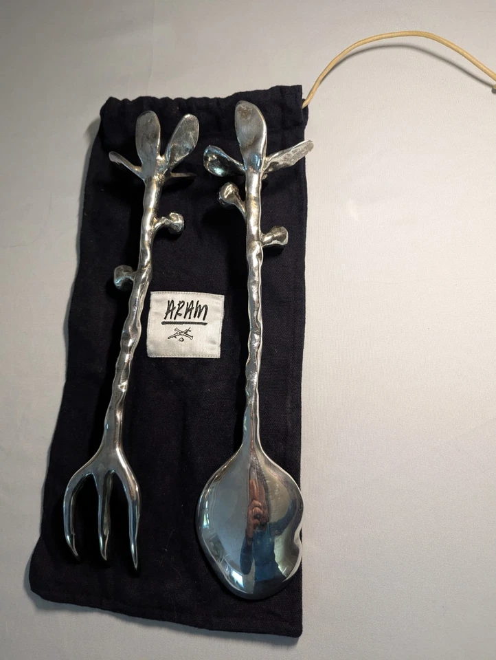 Juego de Servir Michael Aram 12" Fantasy Amatista Flores Ramita Plateado Bronce Foto 2 de 4