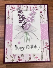 Stampin Up Card Kit Happy Birthday Painted Lavender wildflower - makes 4 Cards