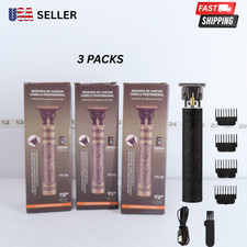  3 MEN'S ELECTRIC HAIR CLIPPER TRIMMER PRO CORDLESS BARBER SHAVER - BLACK