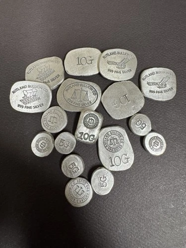 Rutland Bullion Co. Mixed Lot 130 Grams Hand Poured Silver Bar .999