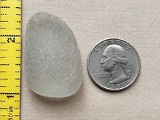 GENUINE PURE BEACH SEA GLASS SURF TUMBLED GRAY GREY SMOKE PENDANT FROSTED V3