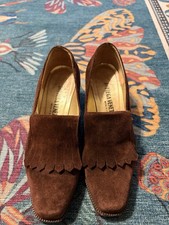 Rare Vintage Bottega Veneta Retro Fringe Moc Toe Women's Heeled Loafers Sz 7