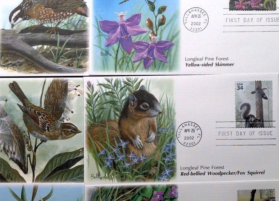 2001 Longleaf Pine Forest 3611a-j FDC Fleetwood Nature woodpecker snake flytrap - Image 4 of 4