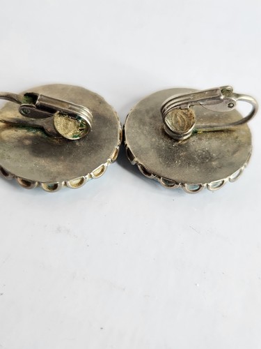 VTG Turquoise Style Clip On Earrings Lot of 7 Pairs Silver Tone Fashion Jewelry - Picture 10 of 24
