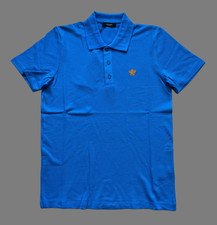 Versace Men's Medusa Logo New Casual Blue Polo Shirt XXL
