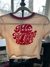 The Rolling Stones T Shirt Size XL Cropped Retro