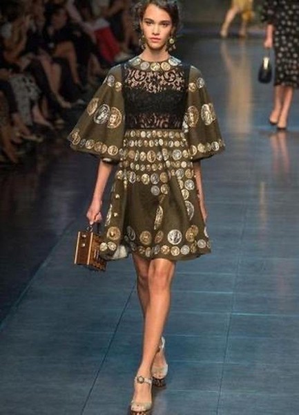 Women Dolce & Gabbana Dress Green Lace 34