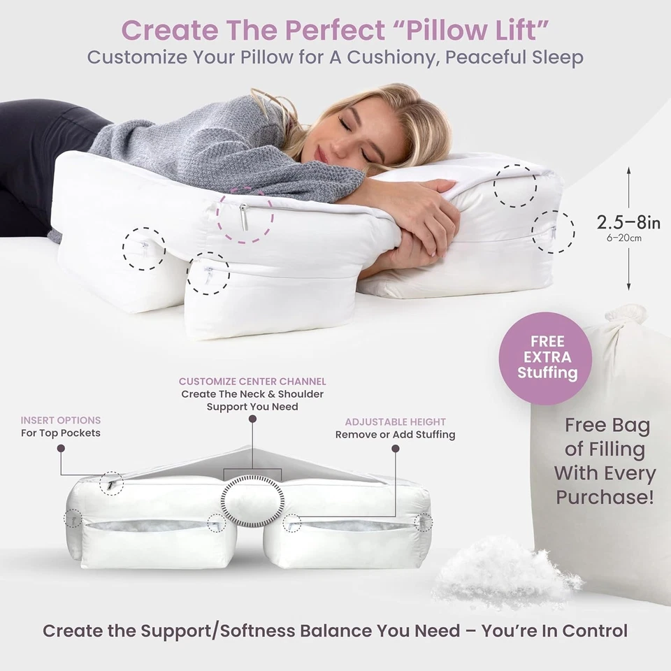 Medium Soft Fill Rectangular Pillow with Arm Slots - Perfect for Enhanced Sleep - Image 4 of 4