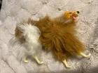 1989 Barbie Border Collie Dog Turquoise Furry Plush Animal Figure Pet Vintage